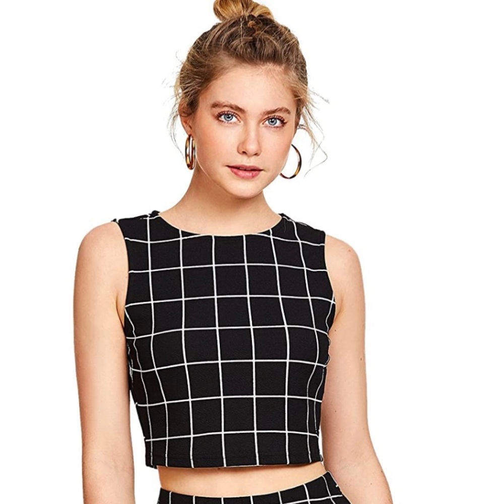 Sleeveless Plaid Cropped top